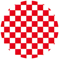 red and white checkered pattern circle shape