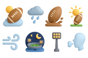 Rugby weather icons collection for sports design or print applications