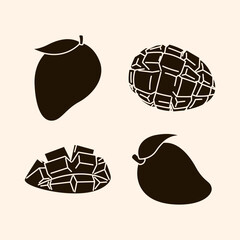 Solid Icon Hand-Drawn Mango Vector Bundle