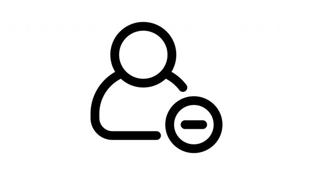 Unfollow User Icon with Minus Symbol Animation for Remove Friend, Disconnect Account, and Social Media Relationship Control Interface
