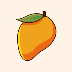 Cute Hand-Drawn Mango Colorful Vector Illustration