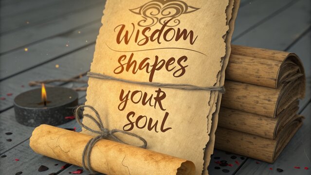 A vintage scroll with inspirational message for the soul