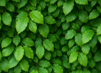 Vibrant green foliage background with leaves creating a natural botanical texture for different designs