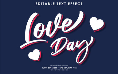 Love Day Editable Text Effect with Hearts on Dark Blue Background.