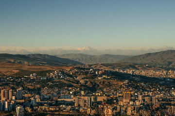 Panoramic View of Tbilisi Cityscape from Above