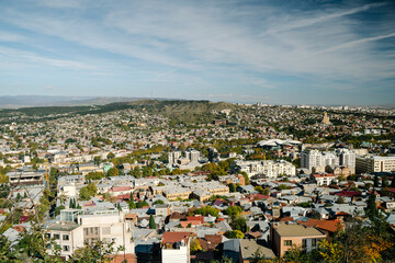 Panoramic View of Tbilisi Cityscape from Above