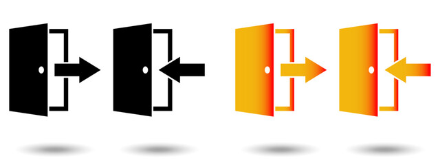 Obraz premium Exit icon. Exit icon on a white background, isolated. The icon has three uses in applications and websites. Vector illustration. Exit icon on a white background.