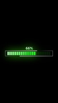 Modern technology loading screen with green progress indicator seamless loop vertical video. Seamless loop technology loading bar animation with futuristic HUD design vertical video