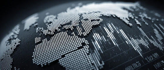 Digital Globe with Financial Data and Charts