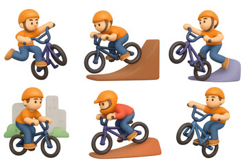 Fototapeta premium Dynamic bmx stunt icons for extreme sports design and graphics