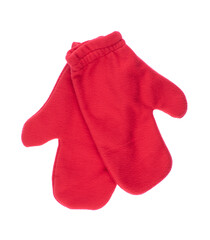 Red Santa Claus mittens isolated on white background