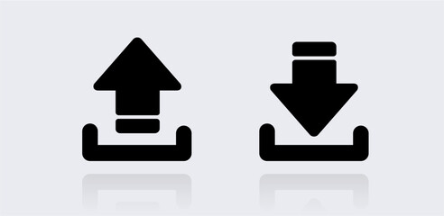 Upload Download Icons Round Modern Flat icon vector set