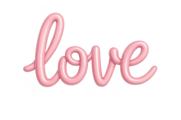 Pink 3d love typography script transparent background