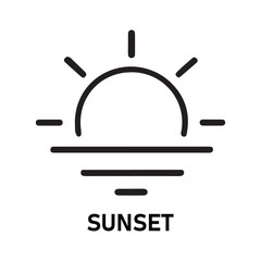 Stylized sunset icon with vibrant colors and clear silhouette