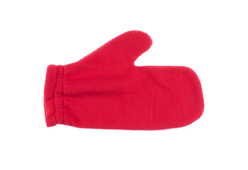 Red Santa Claus mittens isolated on white background