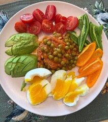 Healthy breakfast with  eggs and avocado 