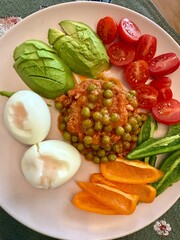 Healthy breakfast with  eggs and avocado 