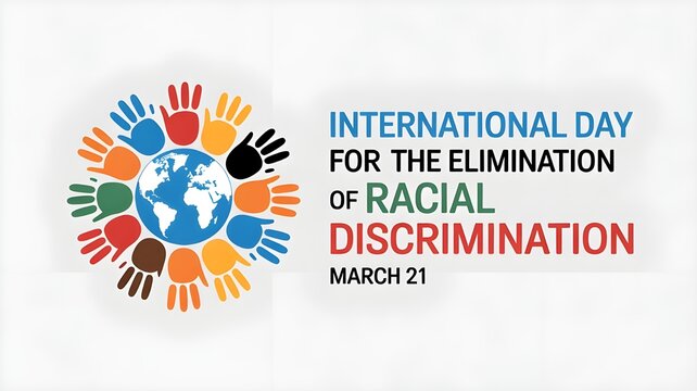 A vibrant logo of diverse, colorful figures in a circle promotes the International Day for the Elimination of Racial Discrimination on March 21.