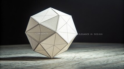 Abstract geometric paper dodecahedron on a textured surface