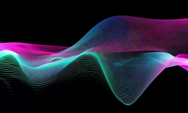 This mesmerizing video features a flowing wave of vibrant colors, showcasing a stunning interplay of pink and turquoise hues against a black background. It's a visual symphony that captivates and insp