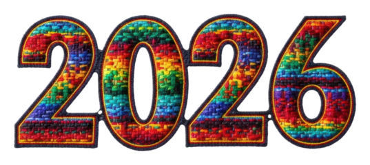 Creative 2026 year design colorful graphic design digital isolated on transparent background