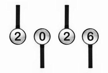 Magnifying glasses focusing on each number of year 2026 for new business linked to happy new year and merry Christmas concept