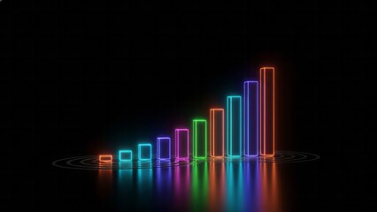 Neon Bar Graph on Black Background Bar Graph Growth Data Visualization