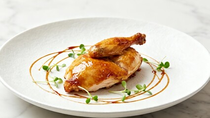 Gourmet Roasted Half Chicken Glazed with Teriyaki Sauce 