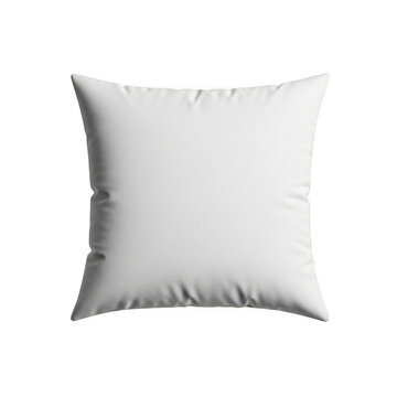 Plain white cushion isolated on transparent background for home decor and branding