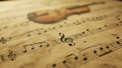 Vintage Sheet Music with Violin Sheet Music Musical Notes Background