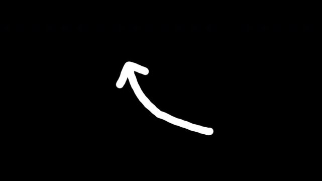 Doodle arrow hand drawn sketch direction pointer up curve suitable for informal design elements, highlighting, or indicating movement in tutorials and presentations.