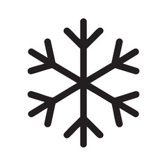 A simple black and white illustration depicting a symmetrical snowflake with six distinct branches high quality