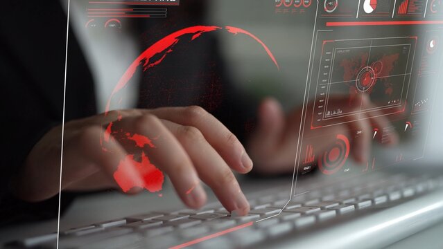 High-tech global network connection interface showing worldwide digital communication, data exchange, and internet connectivity. Global connection, data interaction, and worldwide communication. Thunk - Powered by Adobe