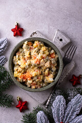 Traditional russian New Year salad Olivier
