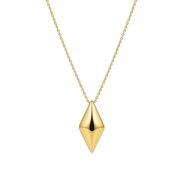 Geometric gold pendant necklace isolated on transparent background for luxury jewelry branding and fashion design