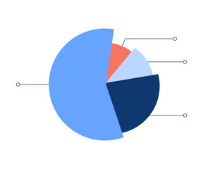 Modern business presentation pie chart icon with transparent glass effect. Business and finance infographic element. Modern data