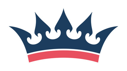 Stylized blue and red crown symbolizing royalty, power, and prestige in a simple flat design