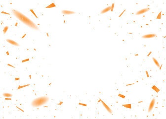 Orange confetti on transparent background, abstract festive design element