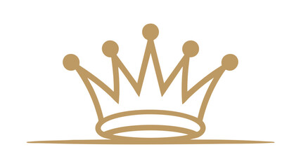 A minimalist golden crown outline representing royalty, leadership, and luxury on a white background