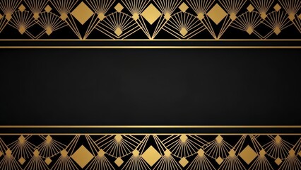 Elegant Art Deco Black and Gold Background with Geometric Patterns.