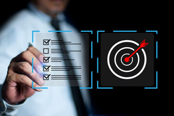 Goal Setting Concept. Strategic planning for business growth and target customer group. Setting financial targets with structured planning.