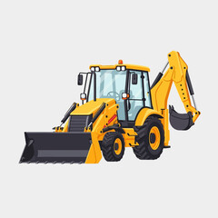 Fototapeta premium Illustration of a yellow backhoe loader machinery for construction and excavation worksites