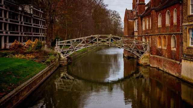 Mathematical Bridge crossing River Cam at Queens' College Cambridge