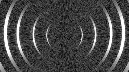 Abstract white digital tunnel with concentric rings and radial explosion lines for tech background - Powered by Adobe