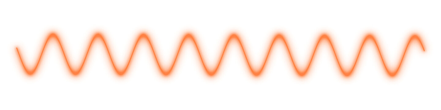 Orange light waveform curve spectrum isolated on white background