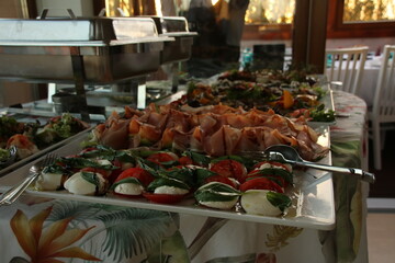 Celebration and Festivity food buffet at evening dinner