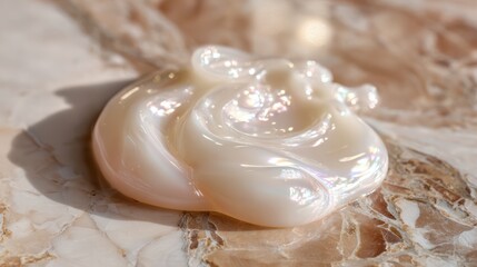 Iridescent Creamy Substance on Elegant Marble Surface