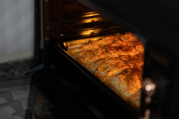 Oven baked tray pastry. Traditional Turkish pastry