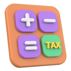 3D Tax Icon Illustration with Calculator and Finance Elements.