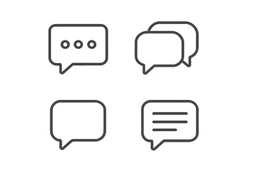 Fototapeta premium Four basic communication and message bubble outline icons